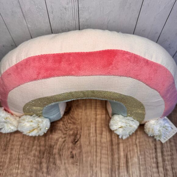 Rainbow Shelf Sitter Mon Ami Pillow Gift for Baby Pink Pom Pom NEW FAST SHIP - Picture 4 of 9